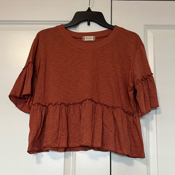 Altar'd State Tops - Rust colored ruffle shirt